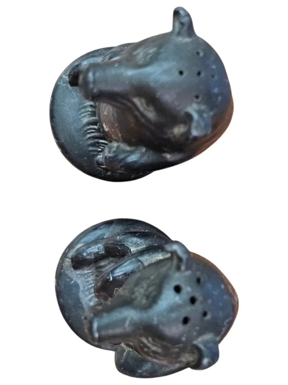 Pewter Set Of Hog Pig Metal Salt & Pepper Shaker No Bottom Plug 2.5 Inch Tall